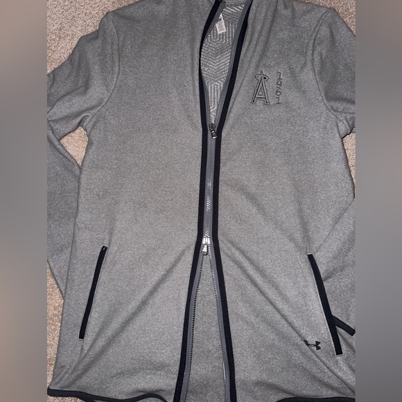 Angels Baseball Gray Under Armour Fleece Zip Jacket - Picture 4 of 8